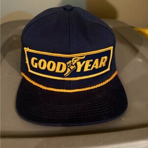 Vintage GOODYEAR Rope Hat Trucker Cap Snapback Swingster #1 in Racing 90s NOS